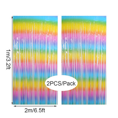 2db Színes rojtos függöny Macaron Backdrops talmi függöny lánynak egyszarvú sellő esküvői parti dekoráció esküvő