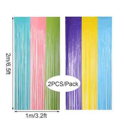 2db Színes rojtos függöny Macaron Backdrops talmi függöny lánynak egyszarvú sellő esküvői parti dekoráció esküvő