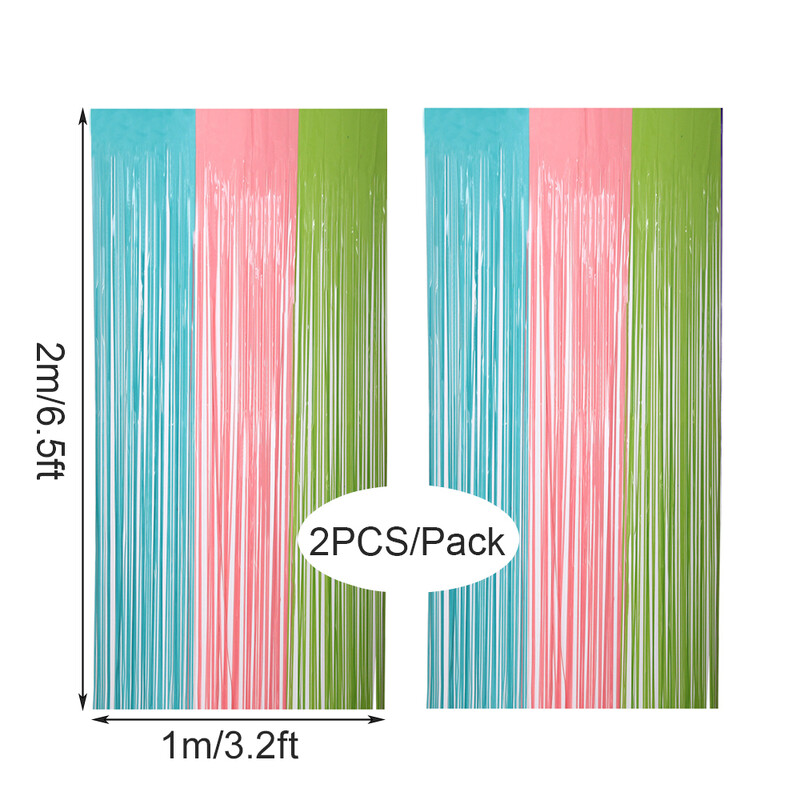 2db Színes rojtos függöny Macaron Backdrops talmi függöny lánynak egyszarvú sellő esküvői parti dekoráció esküvő