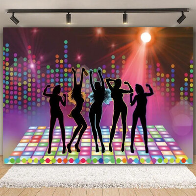 Vinyl Shiny Gold Disco Születésnapi Party Backdrop Club Neon Ball Stage Portré fotózás Háttér Fotó Háttér Fotóstúdió