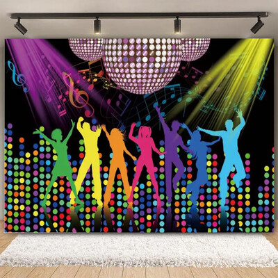 Vinyl Shiny Gold Disco Születésnapi Party Backdrop Club Neon Ball Stage Portré fotózás Háttér Fotó Háttér Fotóstúdió