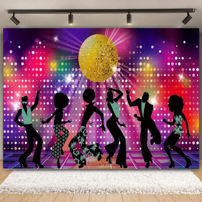 Vinyl Shiny Gold Disco Születésnapi Party Backdrop Club Neon Ball Stage Portré fotózás Háttér Fotó Háttér Fotóstúdió