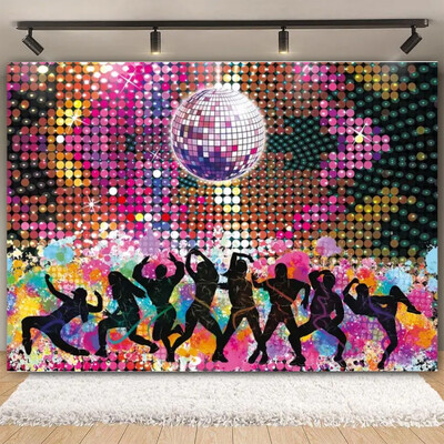 Vinyl Shiny Gold Disco Születésnapi Party Backdrop Club Neon Ball Stage Portré fotózás Háttér Fotó Háttér Fotóstúdió