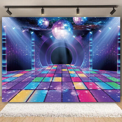 Vinyl Shiny Gold Disco Születésnapi Party Backdrop Club Neon Ball Stage Portré fotózás Háttér Fotó Háttér Fotóstúdió