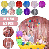 2 metru dzimšanas dienas ballītes kāzu noformējums folijas bārkstis aizkaru fona dekors Pieaugušo jubilejas Ziemassvētku ballītes fona dekors