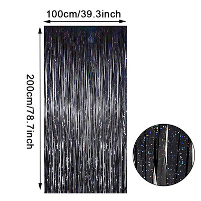 2 metru dzimšanas dienas ballītes kāzu noformējums folijas bārkstis aizkaru fona dekors Pieaugušo jubilejas Ziemassvētku ballītes fona dekors