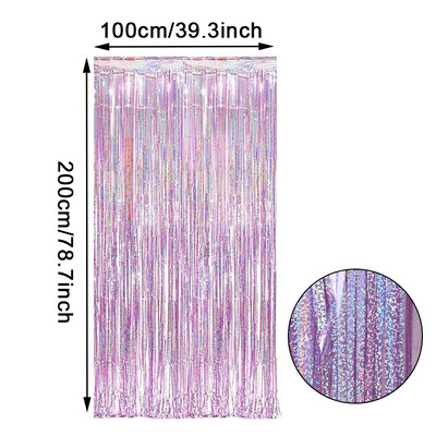 2 metru dzimšanas dienas ballītes kāzu noformējums folijas bārkstis aizkaru fona dekors Pieaugušo jubilejas Ziemassvētku ballītes fona dekors