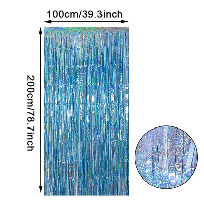 2 metru dzimšanas dienas ballītes kāzu noformējums folijas bārkstis aizkaru fona dekors Pieaugušo jubilejas Ziemassvētku ballītes fona dekors