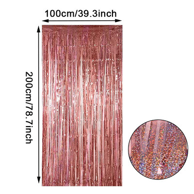 2 metru dzimšanas dienas ballītes kāzu noformējums folijas bārkstis aizkaru fona dekors Pieaugušo jubilejas Ziemassvētku ballītes fona dekors