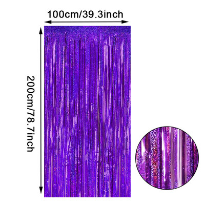 2 metru dzimšanas dienas ballītes kāzu noformējums folijas bārkstis aizkaru fona dekors Pieaugušo jubilejas Ziemassvētku ballītes fona dekors