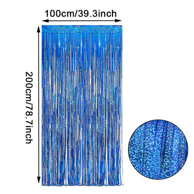2 metru dzimšanas dienas ballītes kāzu noformējums folijas bārkstis aizkaru fona dekors Pieaugušo jubilejas Ziemassvētku ballītes fona dekors