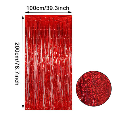 2 metru dzimšanas dienas ballītes kāzu noformējums folijas bārkstis aizkaru fona dekors Pieaugušo jubilejas Ziemassvētku ballītes fona dekors