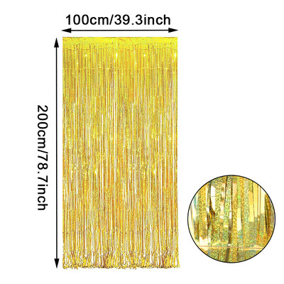 2 metru dzimšanas dienas ballītes kāzu noformējums folijas bārkstis aizkaru fona dekors Pieaugušo jubilejas Ziemassvētku ballītes fona dekors