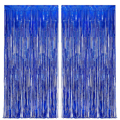 2Pack 2X1M kék lézeres fém fólia talmi rojt függöny Háttér Születésnapi Esküvő Leánybúcsú dekoráció felnőtt gyerekeknek