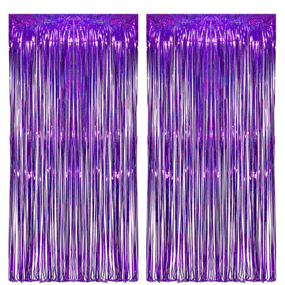 2Pack 2X1M kék lézeres fém fólia talmi rojt függöny Háttér Születésnapi Esküvő Leánybúcsú dekoráció felnőtt gyerekeknek