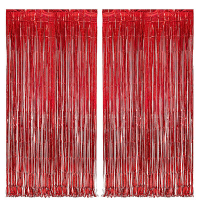 2Pack 2X1M kék lézeres fém fólia talmi rojt függöny Háttér Születésnapi Esküvő Leánybúcsú dekoráció felnőtt gyerekeknek