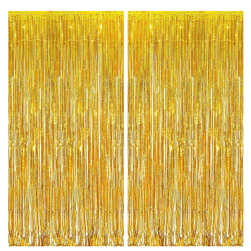 2Pack 2X1M kék lézeres fém fólia talmi rojt függöny Háttér Születésnapi Esküvő Leánybúcsú dekoráció felnőtt gyerekeknek