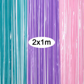 2x1 m-es sellőparti függöny Macaron kék lila, rózsaszín bojtfüggöny a sellő születésnapi babazuhany party háttérdekorációhoz