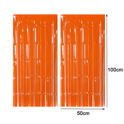 2db Halloween dekoráció hátterű Tassle függönyök fekete narancssárga fólia rojtos függöny születésnapi halloween bulihoz, háttér dekoráció