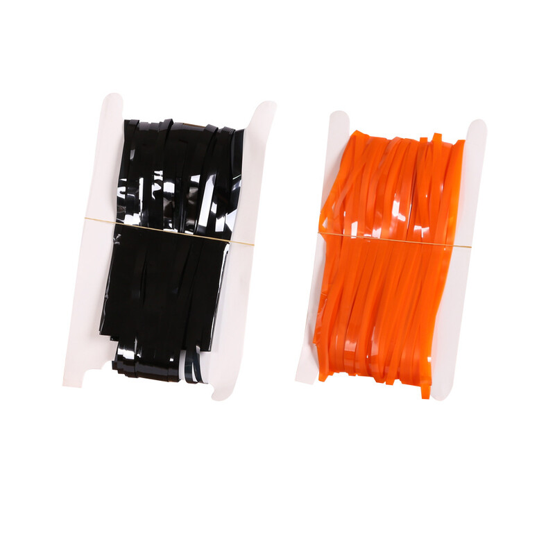 2db Halloween dekoráció hátterű Tassle függönyök fekete narancssárga fólia rojtos függöny születésnapi halloween bulihoz, háttér dekoráció