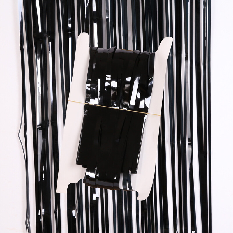 2db Halloween dekoráció hátterű Tassle függönyök fekete narancssárga fólia rojtos függöny születésnapi halloween bulihoz, háttér dekoráció