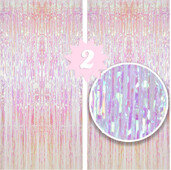 2 méteres átlátszó irizáló rózsaszín esőfüggöny háttér fali dekoráció, születésnapi esküvői party háttér dekoráció