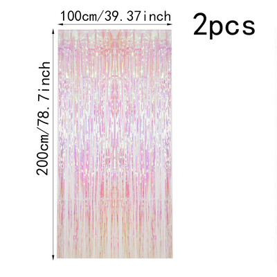 2 méteres átlátszó irizáló rózsaszín esőfüggöny háttér fali dekoráció, születésnapi esküvői party háttér dekoráció