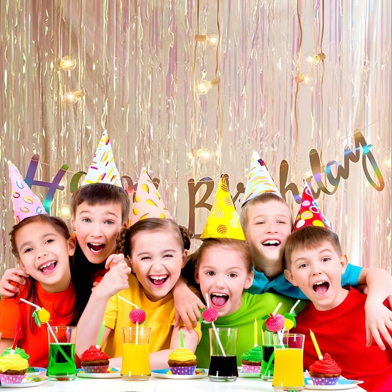 2 méteres átlátszó irizáló rózsaszín esőfüggöny háttér fali dekoráció, születésnapi esküvői party háttér dekoráció