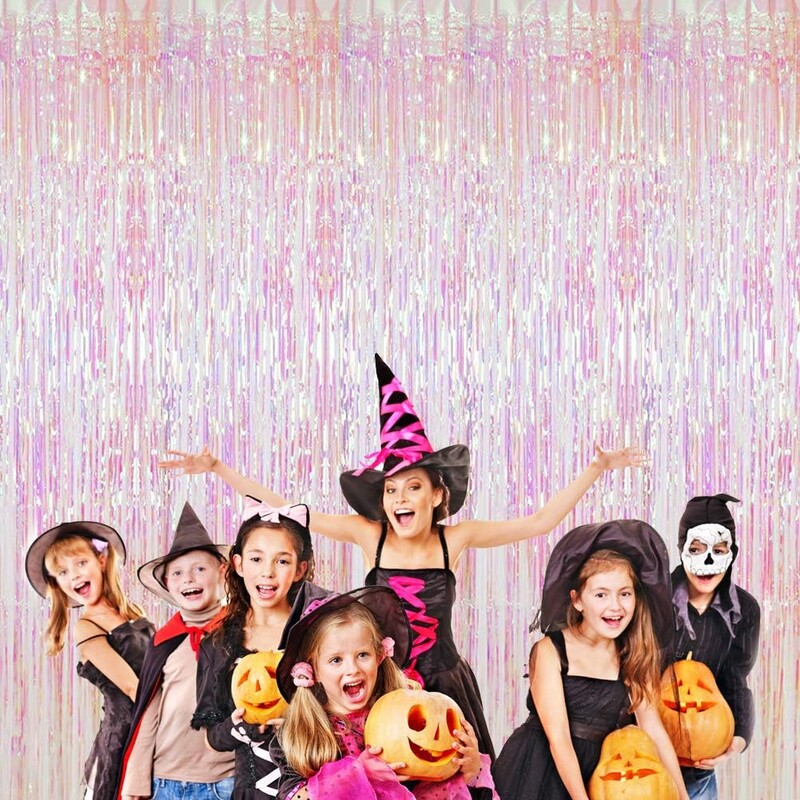 2 méteres átlátszó irizáló rózsaszín esőfüggöny háttér fali dekoráció, születésnapi esküvői party háttér dekoráció