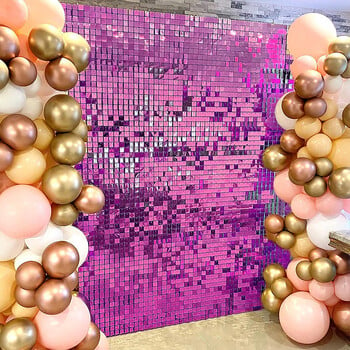 Golden Sequin Πάνελ σκηνικού για γαμήλιο πάρτι Baby Shower Διακόσμηση τοίχου Shimmer Backdrops Laser Κουρτίνα 30x30cm