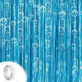 Under the Sea Party Hátterek Dekorációk Medence óceán kék talmi fólia rojtos függöny függő buborék füzér születésnapi parti dekoráció