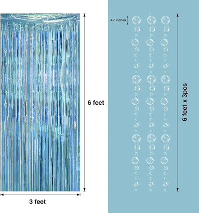 Under the Sea Party Hátterek Dekorációk Medence óceán kék talmi fólia rojtos függöny függő buborék füzér születésnapi parti dekoráció