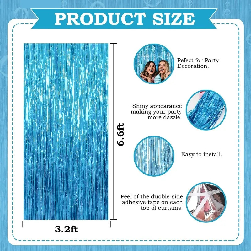 Under the Sea Party Hátterek Dekorációk Medence óceán kék talmi fólia rojtos függöny függő buborék füzér születésnapi parti dekoráció