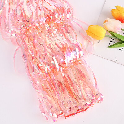 1-3M gyönyörű esküvői születésnapi parti függöny, bojtos fólia rojtos gyerekeknek felnőtt évfordulós sellő fagyos party háttérdíszek