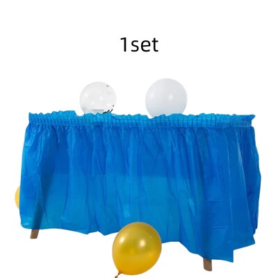 Vienkartinis stalo sijonas plastikinis vakarėlis 6 spalvų 75x430cm stalo užvalkalas su gimtadienio vakarėliu vestuvių šventės dekoravimui