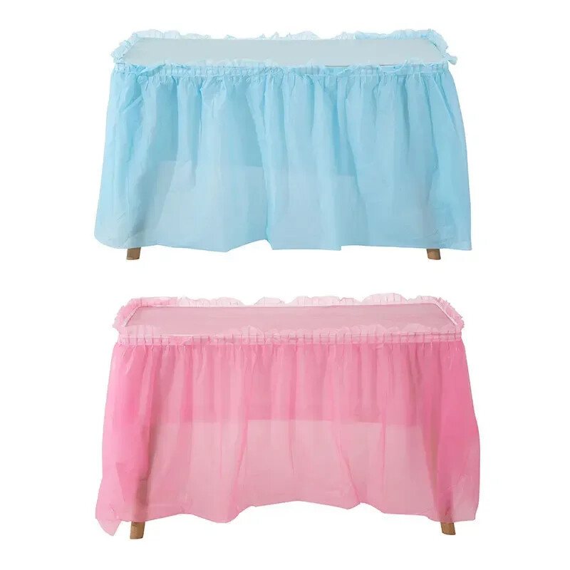 Eldobható asztali szoknya műanyag party 6 színű 75x430cm asztaltakaró boldog születésnapi partihoz esküvői fesztivál dekoráció