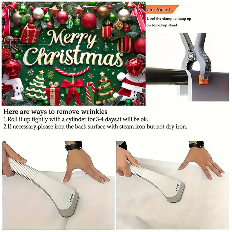 Karácsonyi témájú fényképezési háttér nagy poliészter boldog karácsonyi zászló Mikulás lakberendezési háttérrel