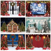 Χριστουγεννιάτικο σκηνικό για φωτογραφία Χειμωνιάτικη νύχτα Χρυσό γκλίτερ φως χιονάνθρωπος πεύκο για πάρτι γενεθλίων μωρό Διακόσμηση φόντου