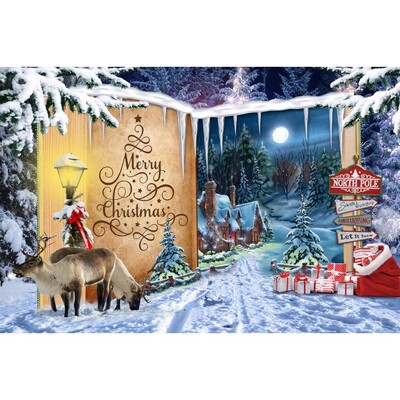 Χριστουγεννιάτικο σκηνικό για φωτογραφία Χειμωνιάτικη νύχτα Χρυσό γκλίτερ φως χιονάνθρωπος πεύκο για πάρτι γενεθλίων μωρό Διακόσμηση φόντου