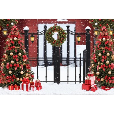 Χριστουγεννιάτικο σκηνικό για φωτογραφία Χειμωνιάτικη νύχτα Χρυσό γκλίτερ φως χιονάνθρωπος πεύκο για πάρτι γενεθλίων μωρό Διακόσμηση φόντου