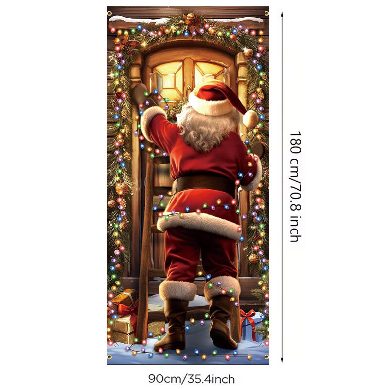 0,9 * 1,8 M több karácsonyi ajtóborító háttér textil transzparens party beltéri és kültéri jelenetdekoráció