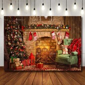 Karácsonyi háttér tégla kandalló karácsonyfa ajándék gyerekeknek baba család barkács dekoráció fotózás háttér fotóhívás