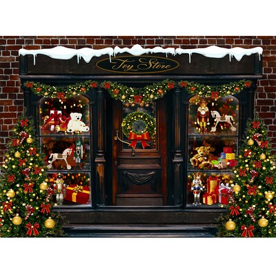 Karácsonyi háttér tégla kandalló karácsonyfa ajándék gyerekeknek baba család barkács dekoráció fotózás háttér fotóhívás