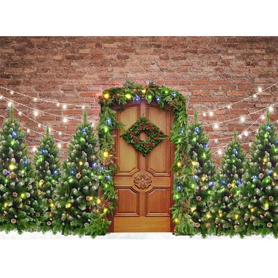 Karácsonyi háttér tégla kandalló karácsonyfa ajándék gyerekeknek baba család barkács dekoráció fotózás háttér fotóhívás