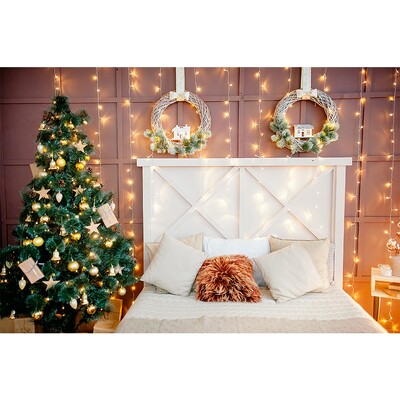 Karácsonyi háttér tégla kandalló karácsonyfa ajándék gyerekeknek baba család barkács dekoráció fotózás háttér fotóhívás