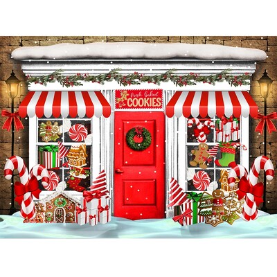 Karácsonyi háttér tégla kandalló karácsonyfa ajándék gyerekeknek baba család barkács dekoráció fotózás háttér fotóhívás