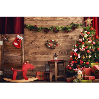 Karácsonyi háttér tégla kandalló karácsonyfa ajándék gyerekeknek baba család barkács dekoráció fotózás háttér fotóhívás