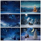 Sötétkék égbolt Hold Csillogó Csillag Fotó Háttér Karácsony Tél Fenyő Erdő Hó Éjszakai Természeti jelenet fotó háttér