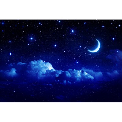 Sötétkék égbolt Hold Csillogó Csillag Fotó Háttér Karácsony Tél Fenyő Erdő Hó Éjszakai Természeti jelenet fotó háttér