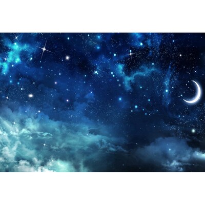 Sötétkék égbolt Hold Csillogó Csillag Fotó Háttér Karácsony Tél Fenyő Erdő Hó Éjszakai Természeti jelenet fotó háttér